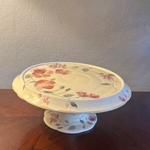 Pfaltzgraff Silk Rose Ceramic Cake Stand